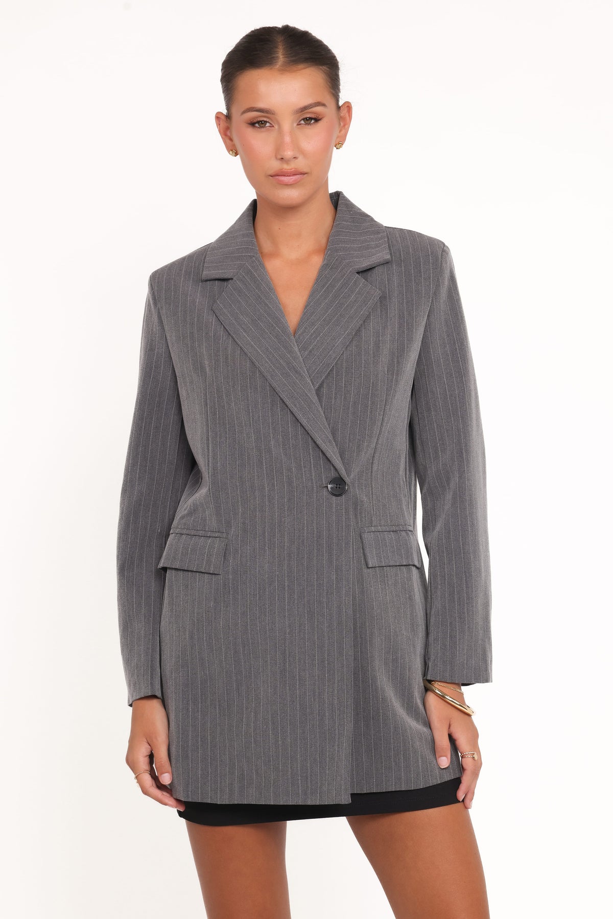Kerryn Blazer - Grey Pinstripe