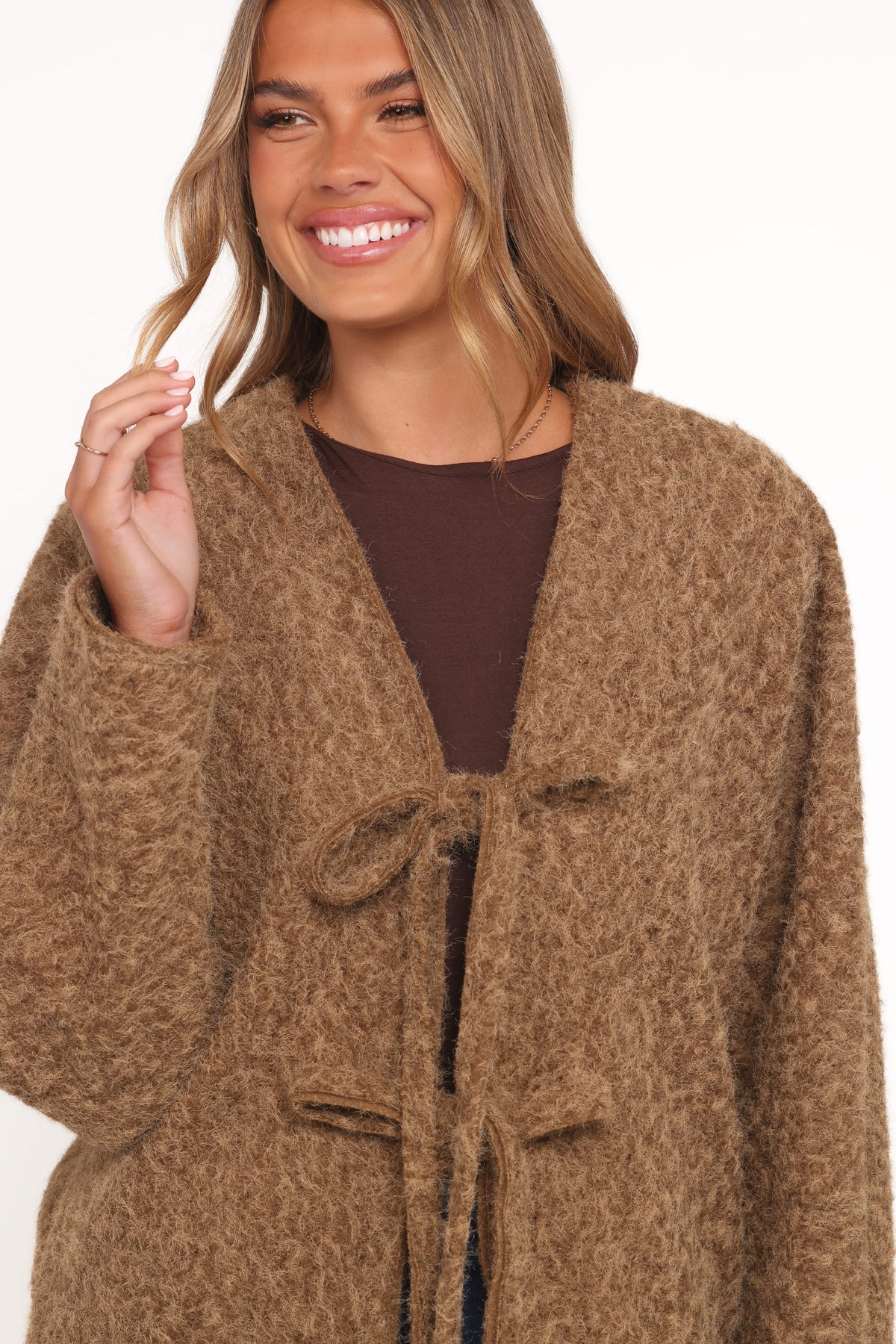 Kimmy Bow Oversized Cardigan - Moss
