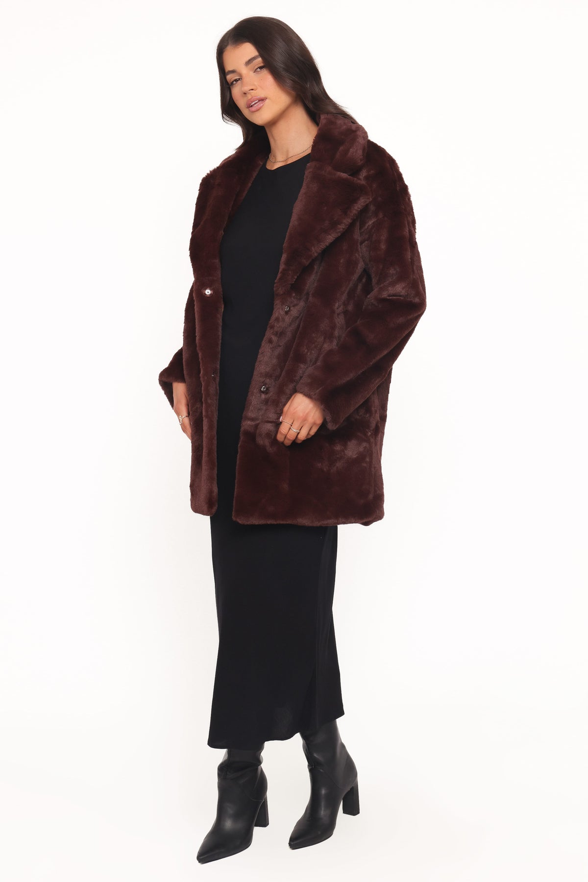 Meeka Faux Fur Jacket - Burgundy