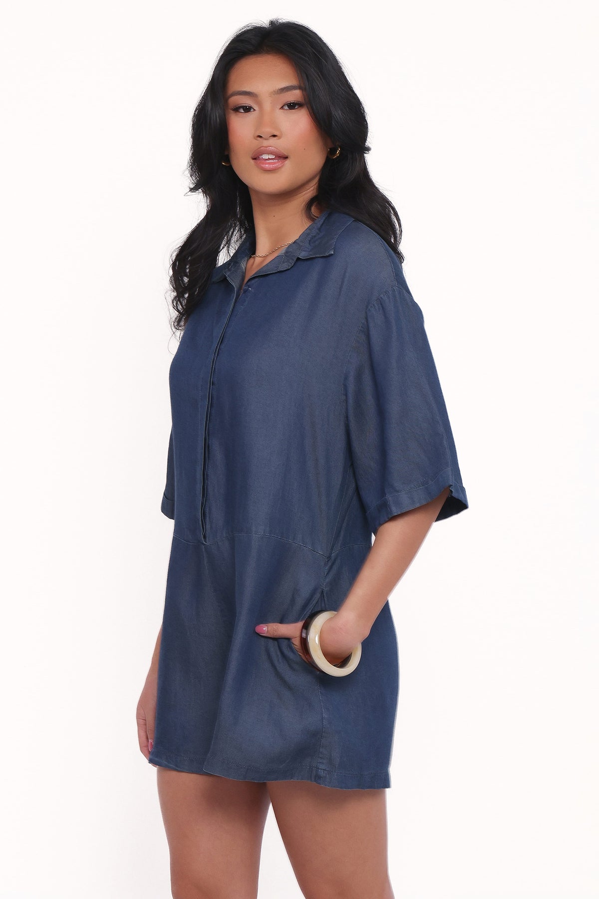 Kiya Denim Romper - Dark Denim