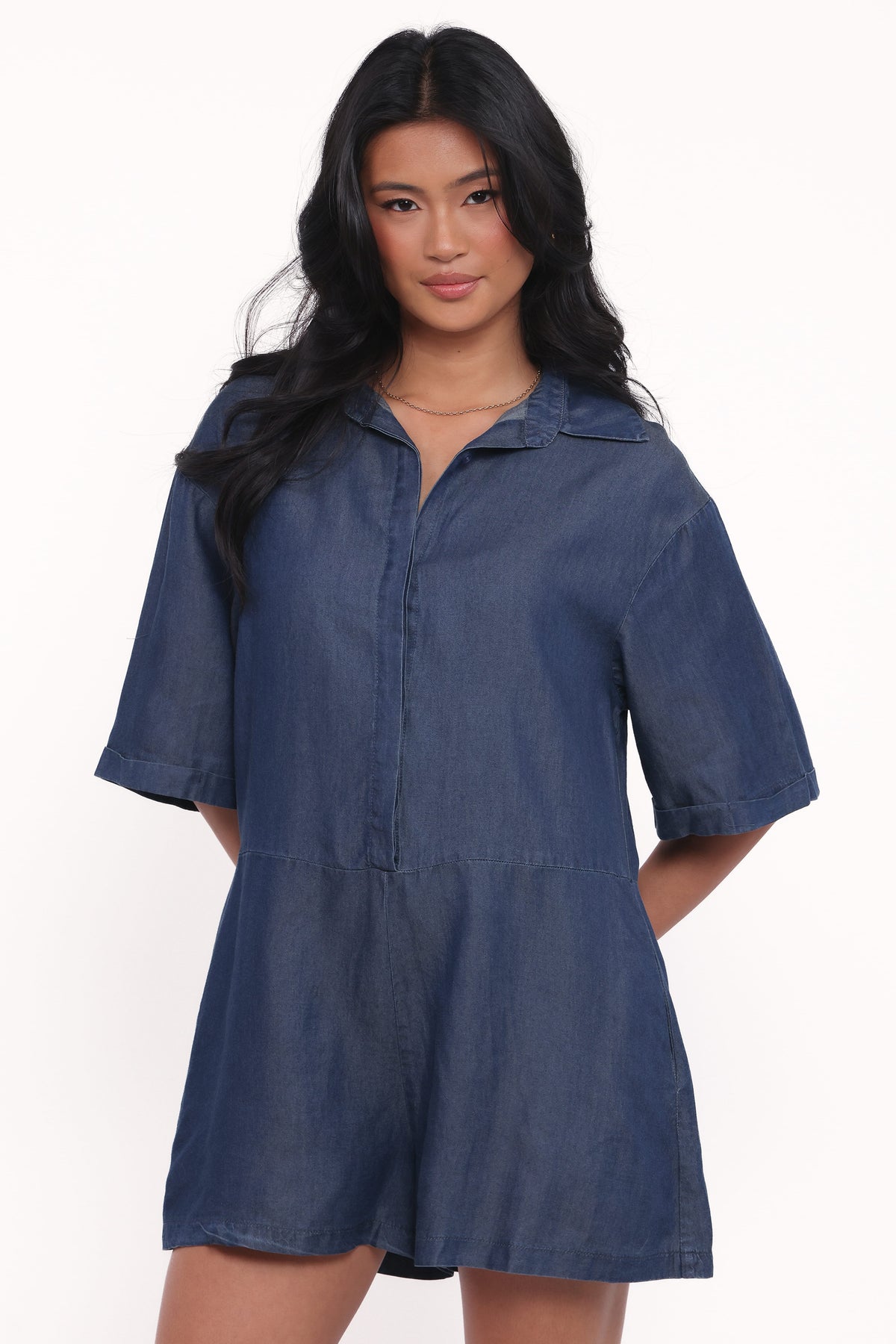 Kiya Denim Romper - Dark Denim