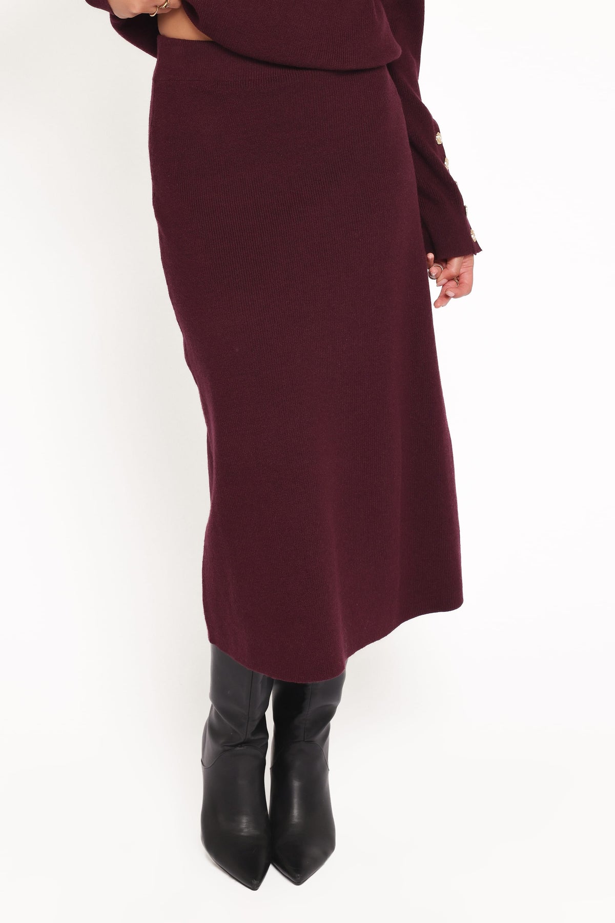Bridget Maxi Skirt Sweater Set - Maroon
