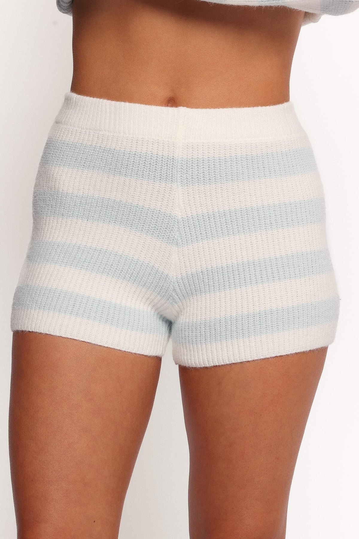 Ciaran Knitted Short Set - Cream Blue