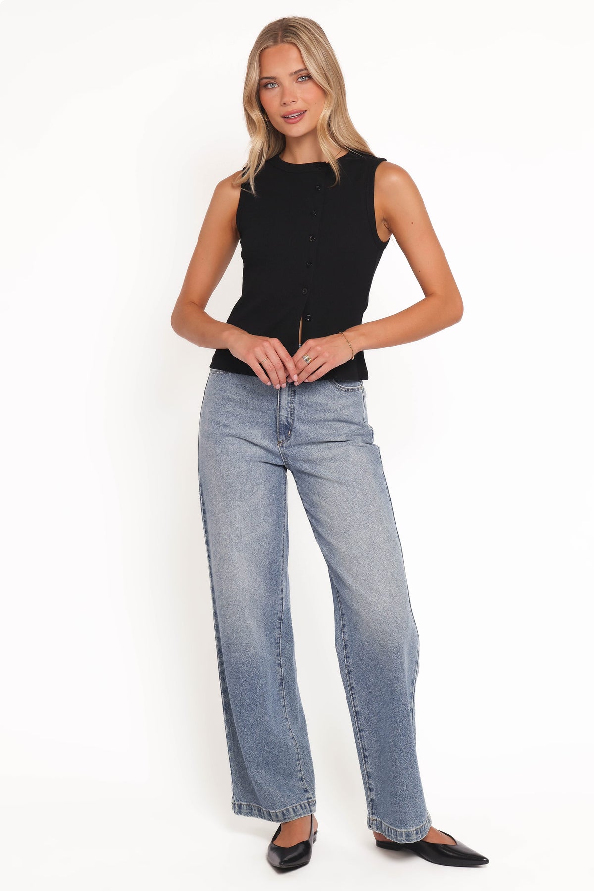 Agatha Asymmetrical Knit Top - Black