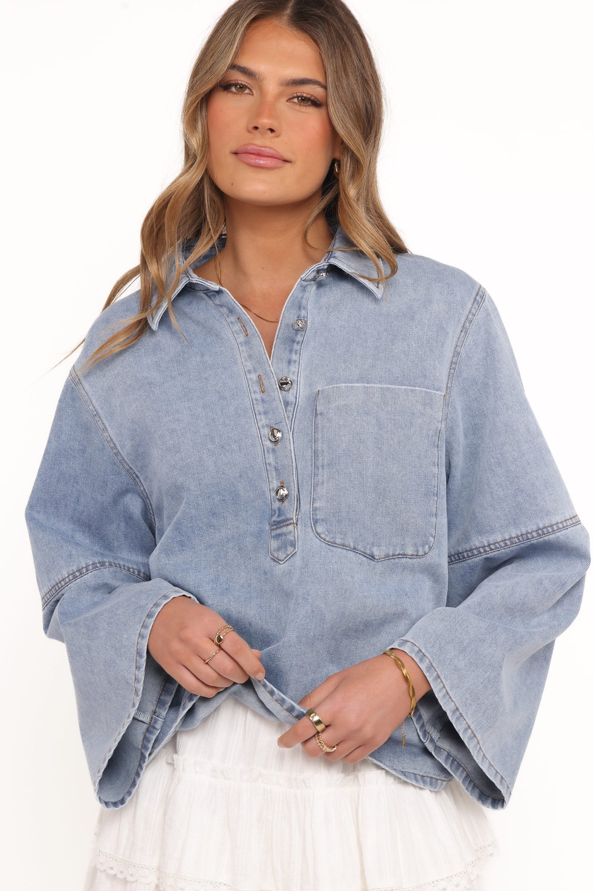 Celestia Denim Top - Light Wash