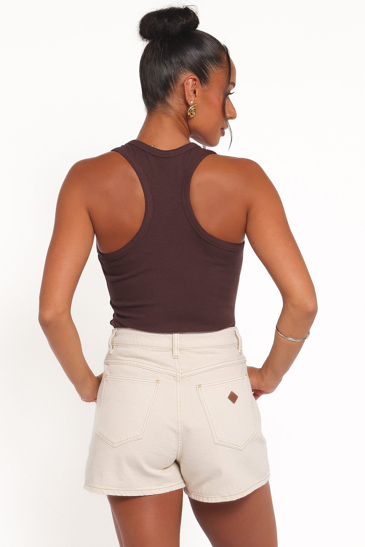 Miles Racerback Rib Knit Tank Top - Espresso