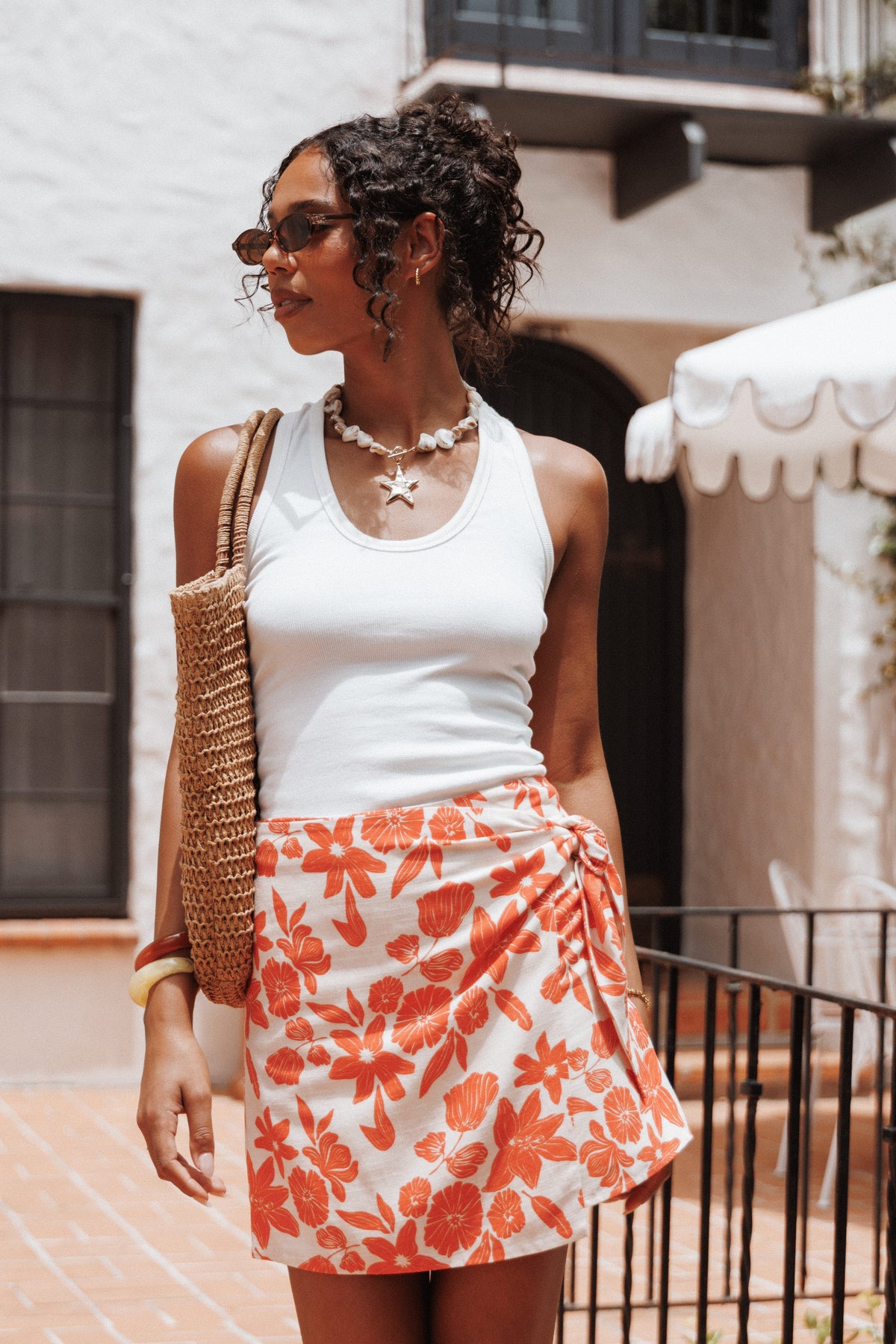 Miles Racerback Rib Knit Tank Top - White