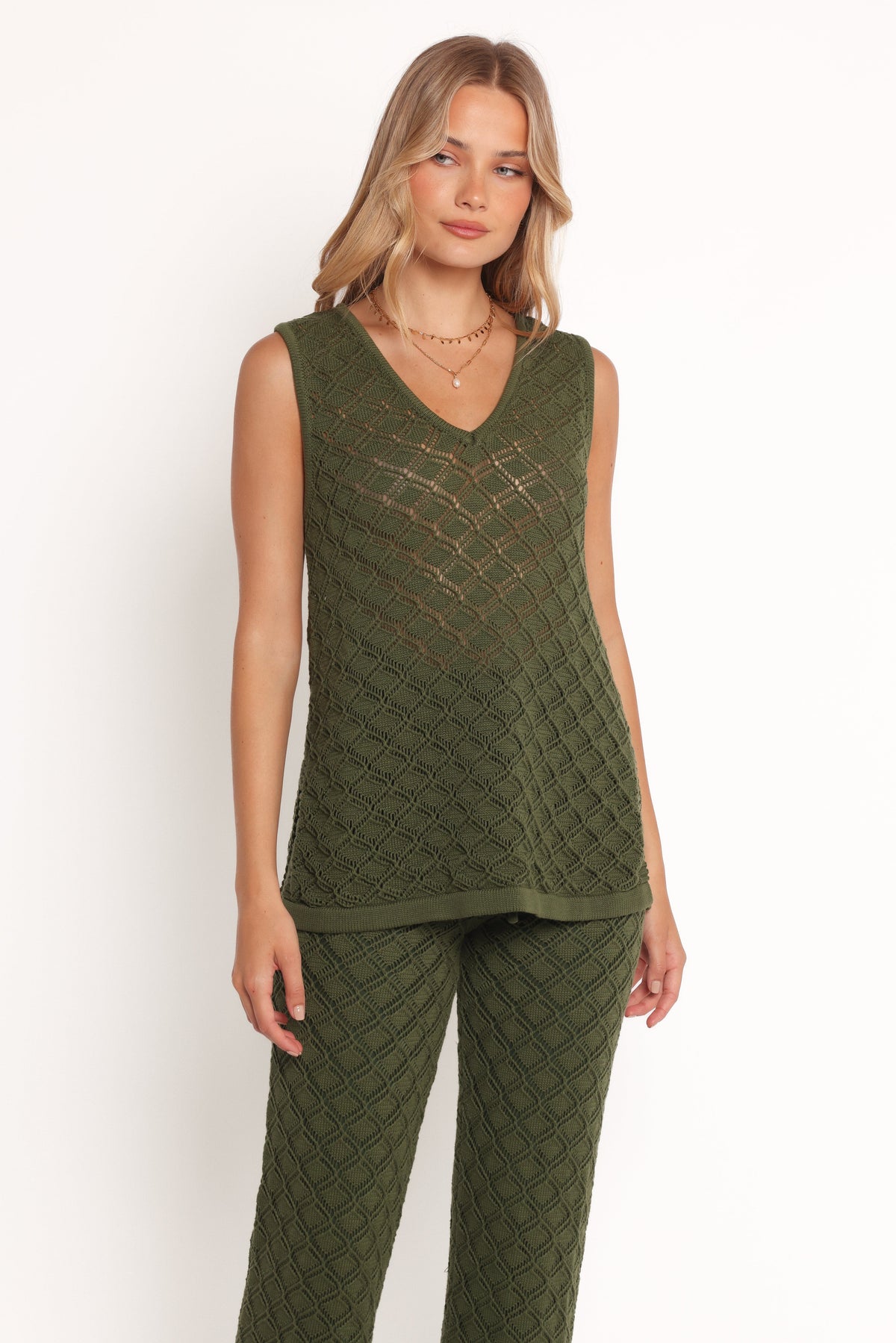 Sable Textured Knit Top - Olive
