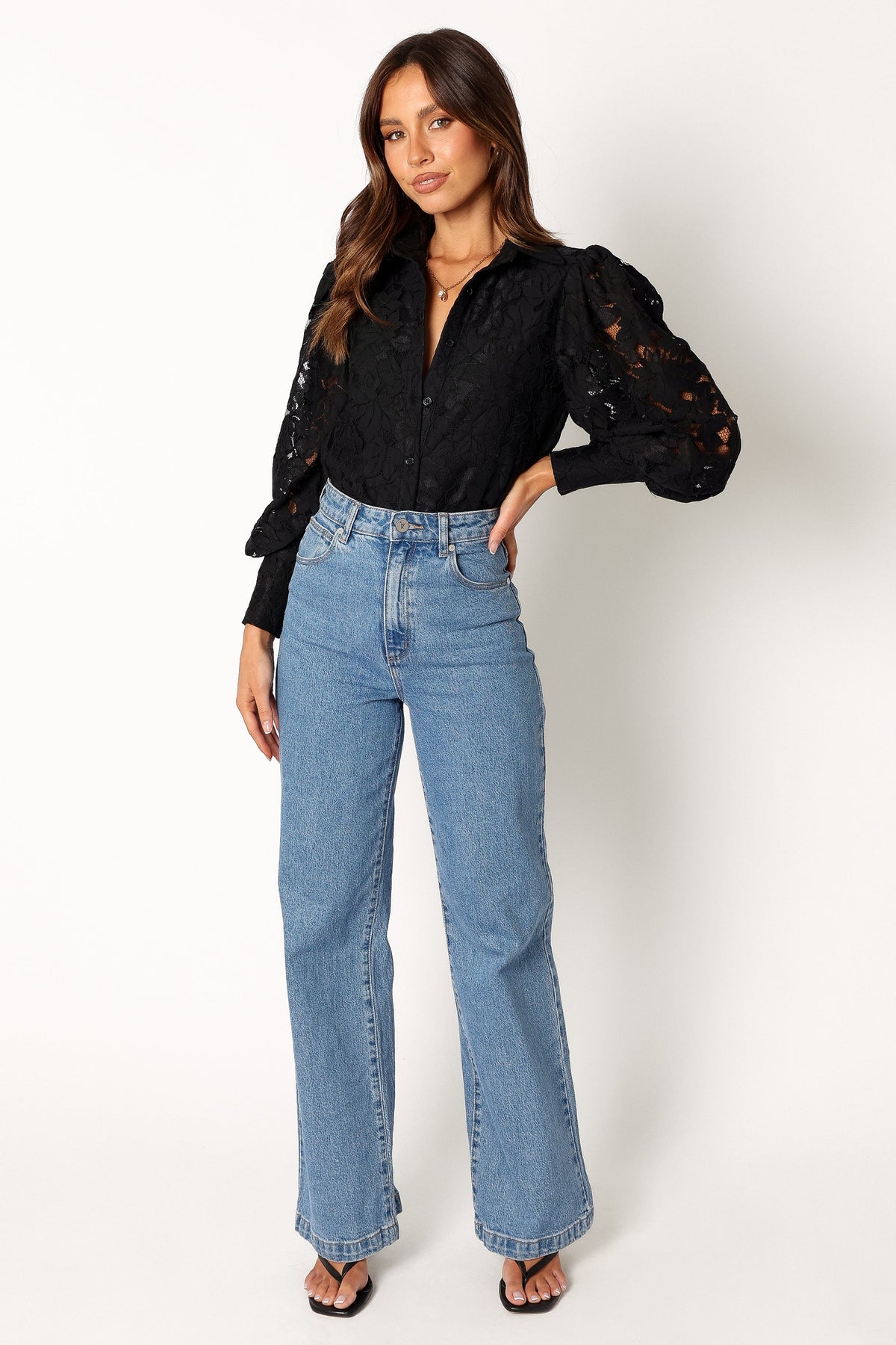 Tadeo Lace Shirt - Black